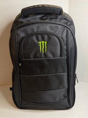 Monster Energy Recon III Backpack Black Green Logo Laptop Bag
